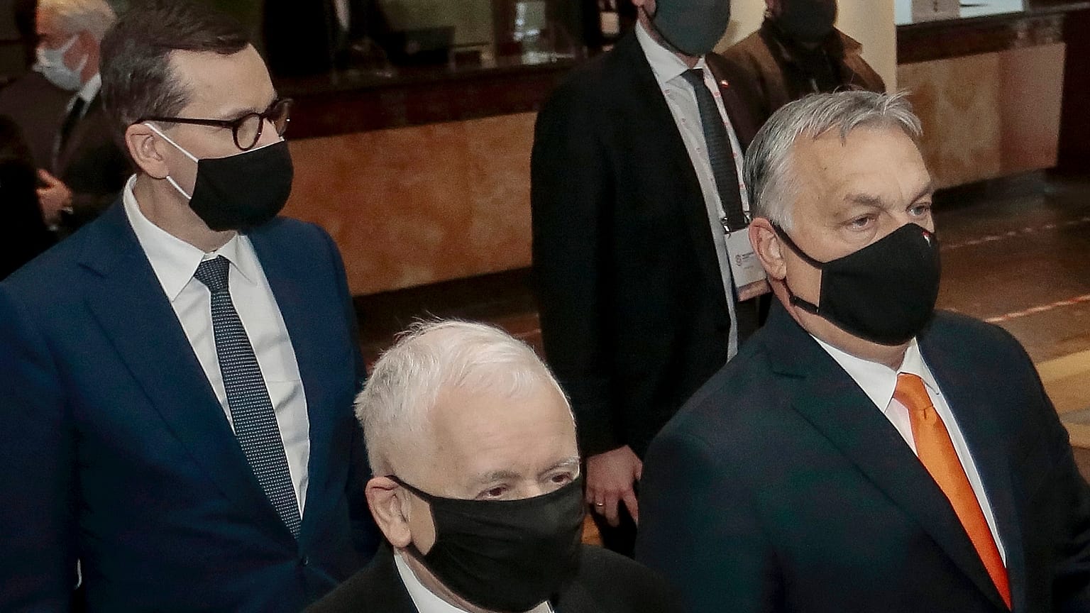 Orbán Viktor a lengyel Jog és Igazságosság párt vezetőivel Varsóban