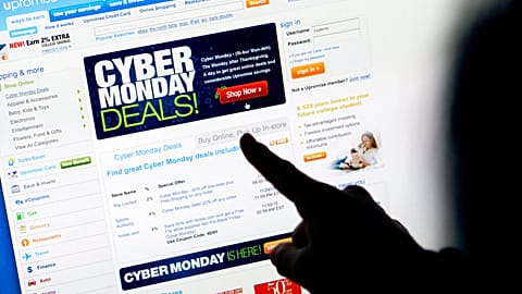 A consumer looks at deals online on Cyber Monday, the e-commerce event that follows Black Friday 