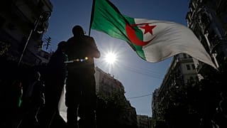 متظاهر جزائري يلوح بالعلم الوطني الجزائري أثناء قيامه بمظاهرة ضد الحكومة في الجزائر العاصمة، الجزائر، الجمعة 29 نوفمبر 2019.