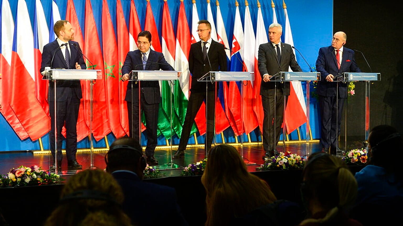 Jakub Kulhanek, Nasser Bourita, Szijjártó Péter, Ivan Korcok, Zbigniew Rau 