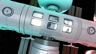 This artist's illustration courtesy of Blue Origin obtained October 25, 2021, shows the core module of Orbital Reef.