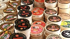 French cheese at the opening day of the 57th International Agriculture Fair (Salon international de l'Agriculture) at the Porte de Versailles exhibition center in Paris.