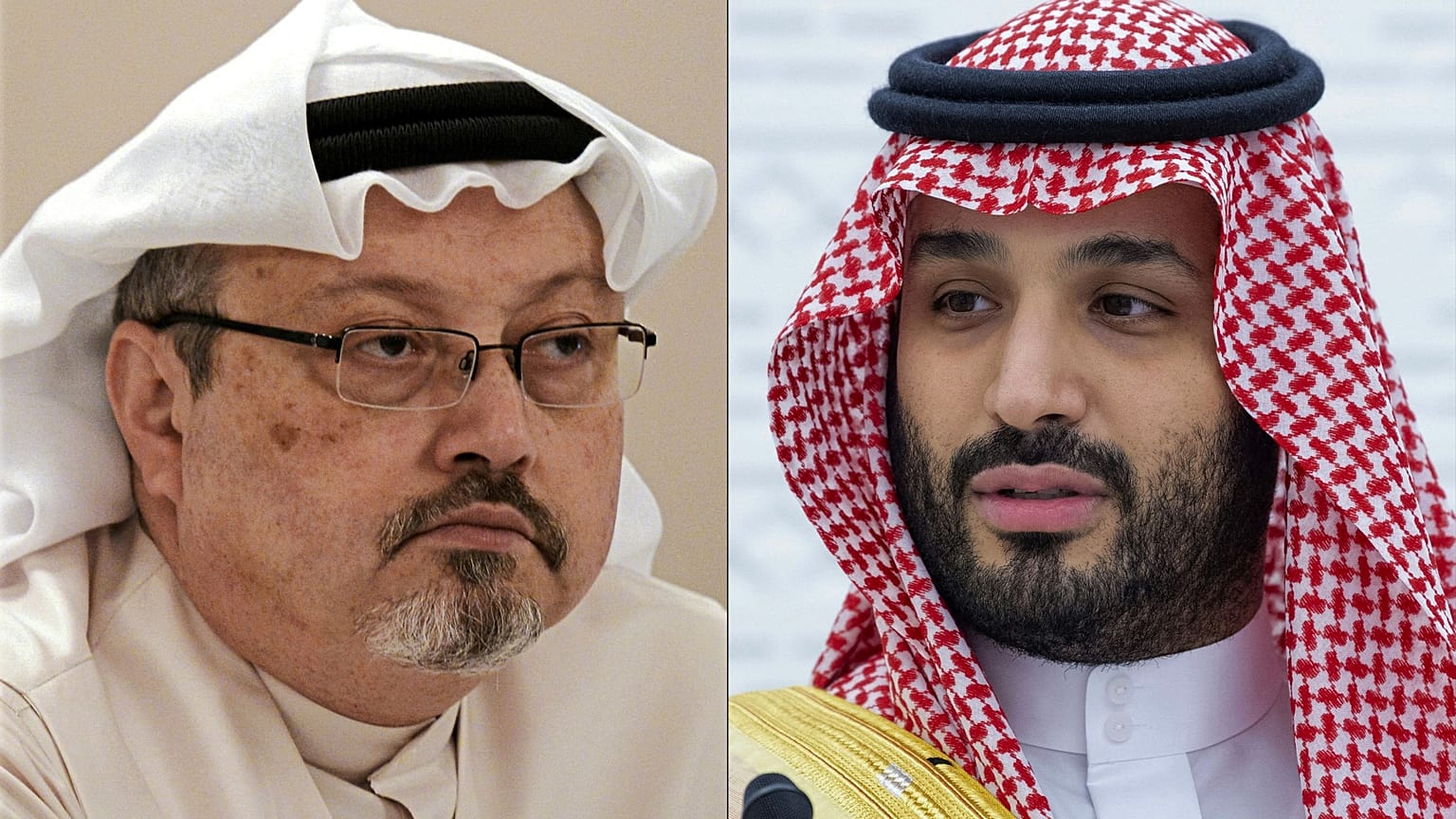 ولي العهد السعودي محمد بن سلمان والصحفي السعودي المغتال جمال خاشقجي.