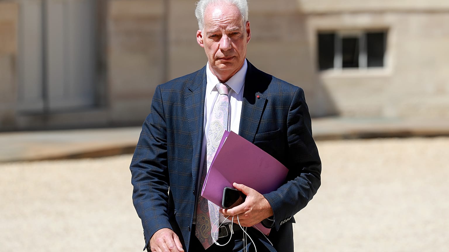 Alain Griset arriving for a meeting with labor union representatives and French President Emmanuel Macron at the Elysee Palace in June 2020.