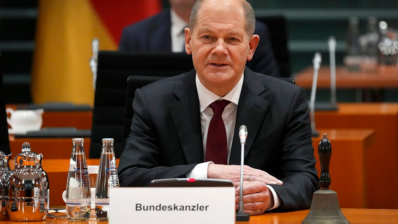 El nuevo canciller de Alemania, Olaf Scholz, durante la primera reunión de Gobierno