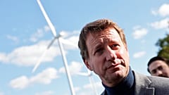 Green Party candidate for the 2022 presidential campaign Yannick Jadot visits a wind farm near Saint-Pere-en-Retz, Brittany, Oct.22, 2021 . 