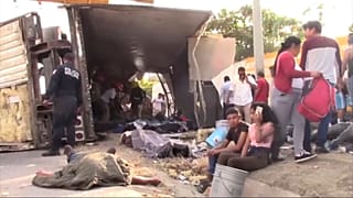 El camión siniestrado