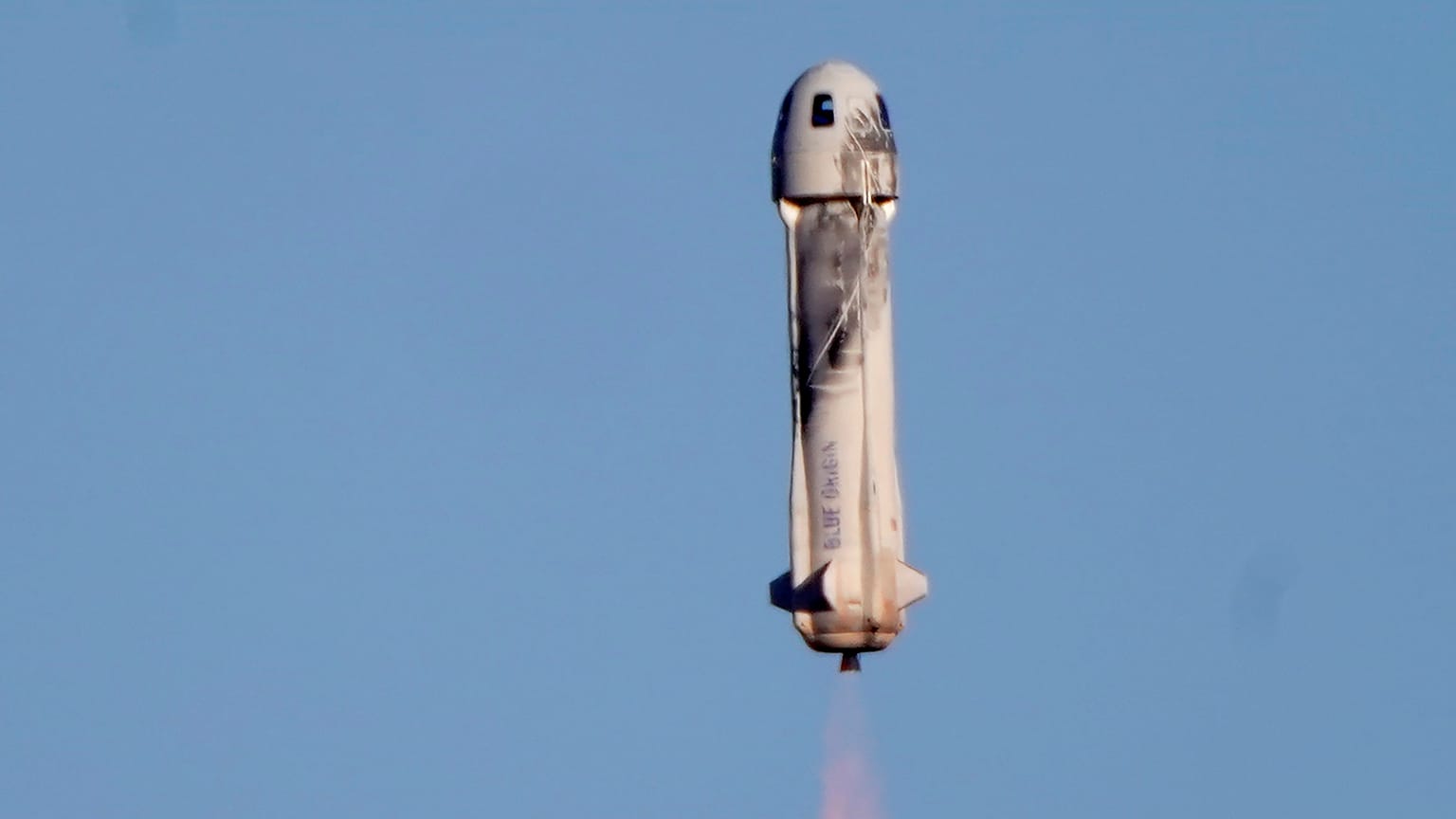 Blue Origin's New Shepard rocket launches carrying six passengers passengers from its spaceport near Van Horn, Texas, Saturday, Dec. 11, 2021