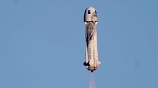 Blue Origin's New Shepard rocket launches carrying six passengers passengers from its spaceport near Van Horn, Texas, Saturday, Dec. 11, 2021