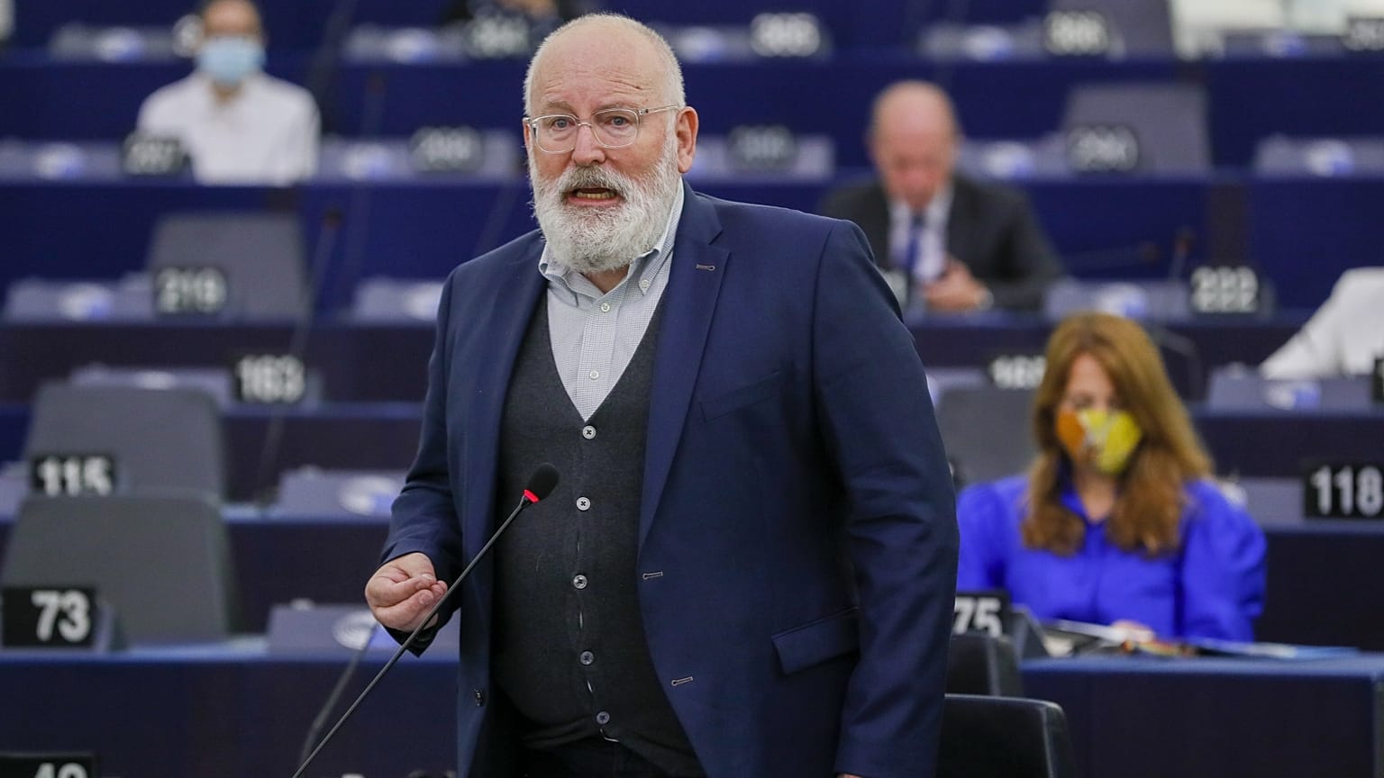 Frans Timmerman bizottsági alelnök, az európai zöld megállapodással kapcsolatos munka koordinátora az EP-ben