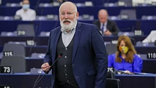 Frans Timmerman bizottsági alelnök, az európai zöld megállapodással kapcsolatos munka koordinátora az EP-ben