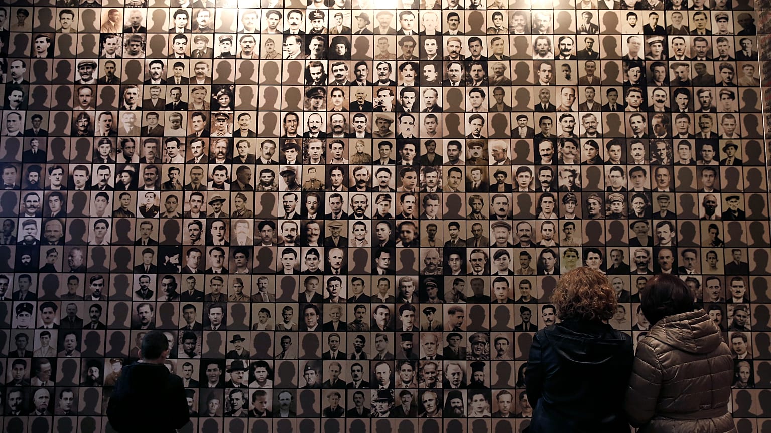 portraits of victims at the Holocaust Museum in the town of Kalavryta, western Greece