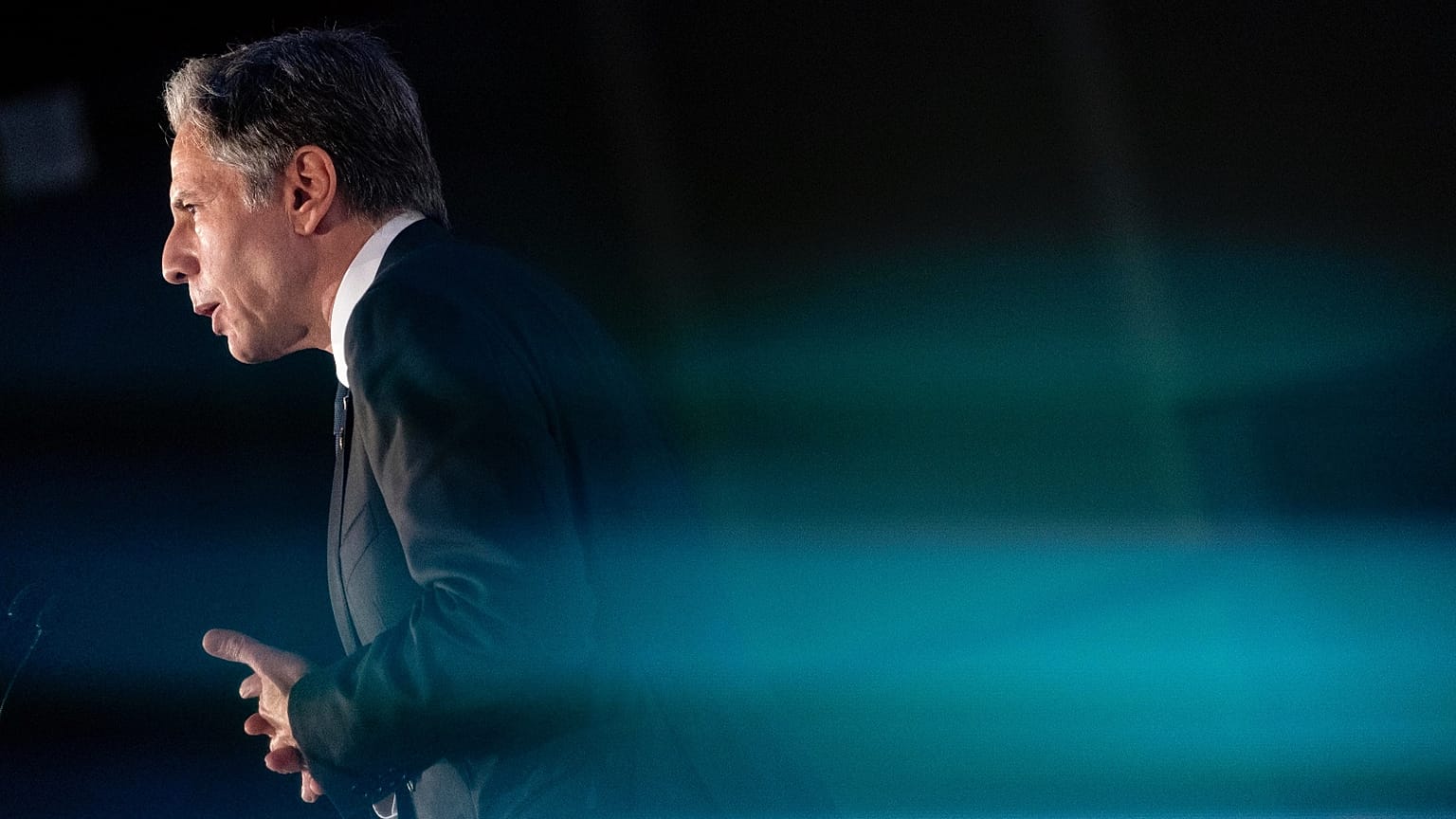 Antony Blinken egy római sajtóértekezleten, 2021-ben