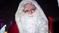 A man dressed as Santa Claus attends a Santa Claus General Assmbly at Tierpark in Berlin on November 28, 2021.