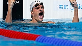 Agnel nach dem Gewinn der Goldmedaille über 200 Meter Freistil in Barcelona, 2013.