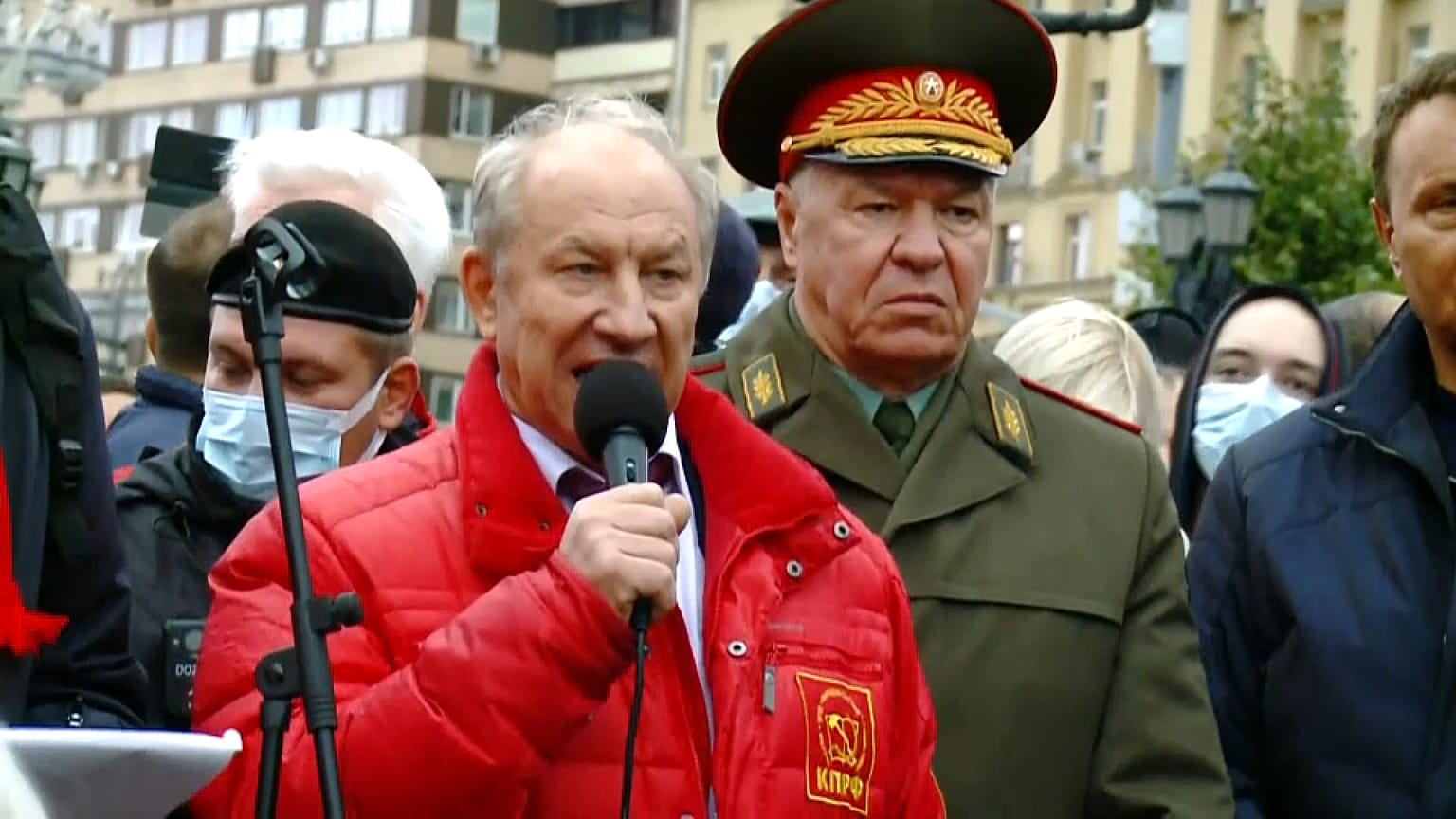 Valery Rashkin speaks at a rally protesting against the latest Russian elections results in September.
