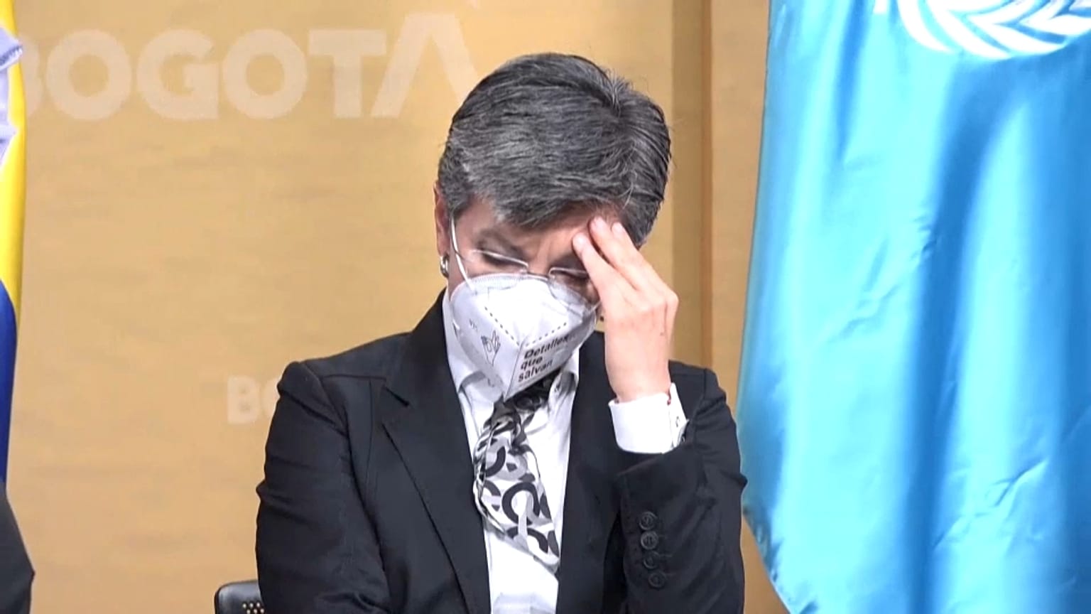 La alcaldesa de Bogotá, Claudia López, durante la presentación del informe