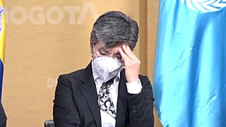La alcaldesa de Bogotá, Claudia López, durante la presentación del informe