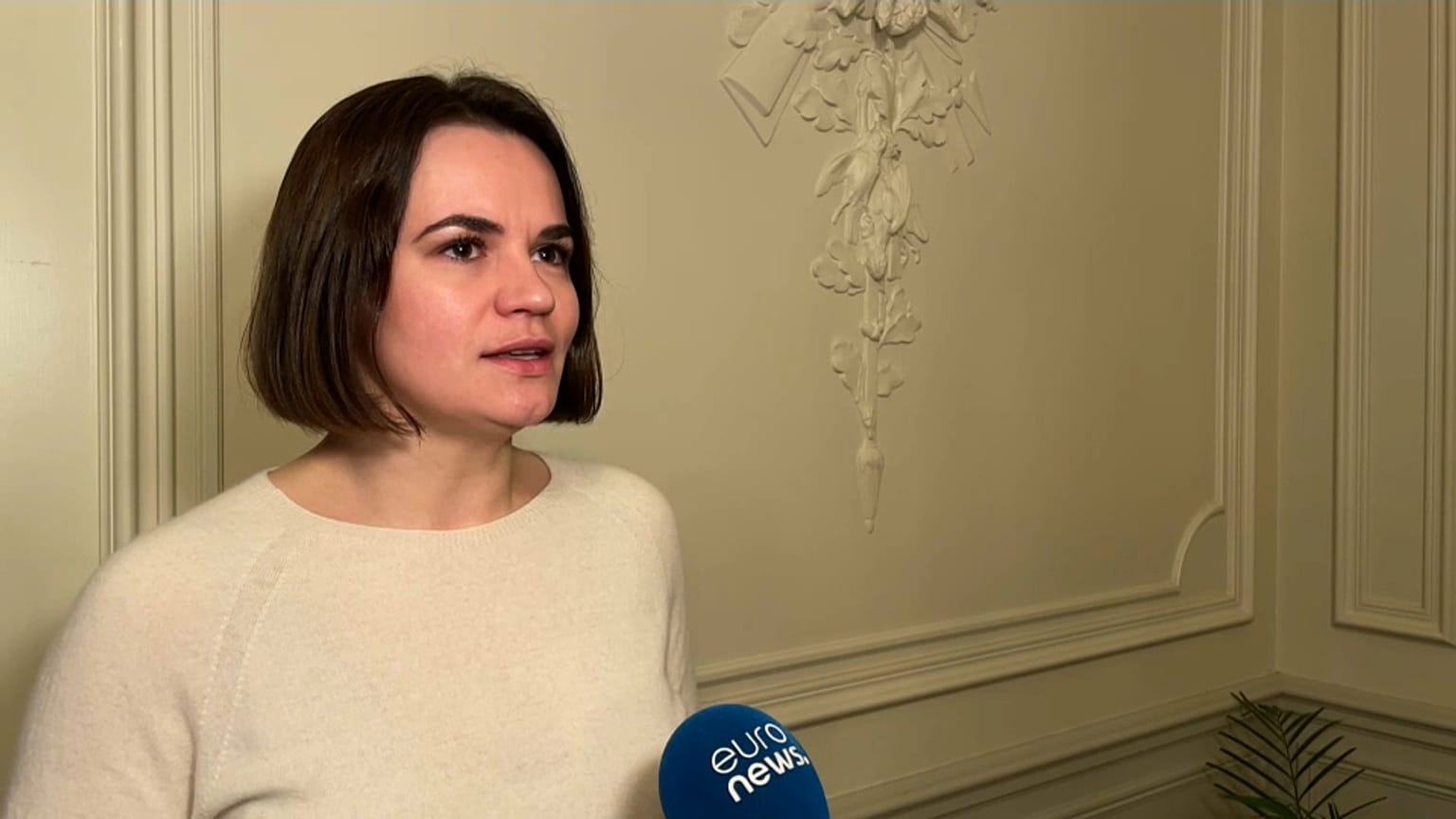 Svetlana Tikhanovskaya durante l'intervista. 
