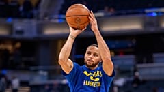 Stephen Curry durante um aquecimento, na segunda-feira