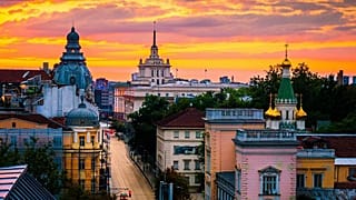 Coucher de soleil au dessus de Sofia