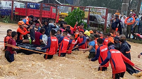 Coast guard rescue residents in flooded area
