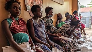 Pregnant women gathering for check up, Kampala, Uganda