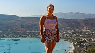 Standing at the edge of the beautiful coast on the island of Crete, Greece.