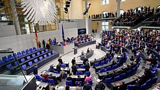 Seats in Germany's lower house of parliament are arranged in a semi circle.