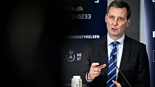Danish Justice minister Nick Haekkerup speaks at a press conference in Copenhagen.