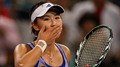 Chinese tennis player Peng Shuai reacts during a tennis match in Beijing, China on Oct. 6, 2009.