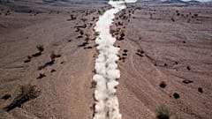 Aufgewürbelter Wüstenstaub zwischen Al Wajh und Neom, Saudiarabien, Januar 2020.