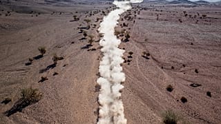 Aufgewürbelter Wüstenstaub zwischen Al Wajh und Neom, Saudiarabien, Januar 2020.