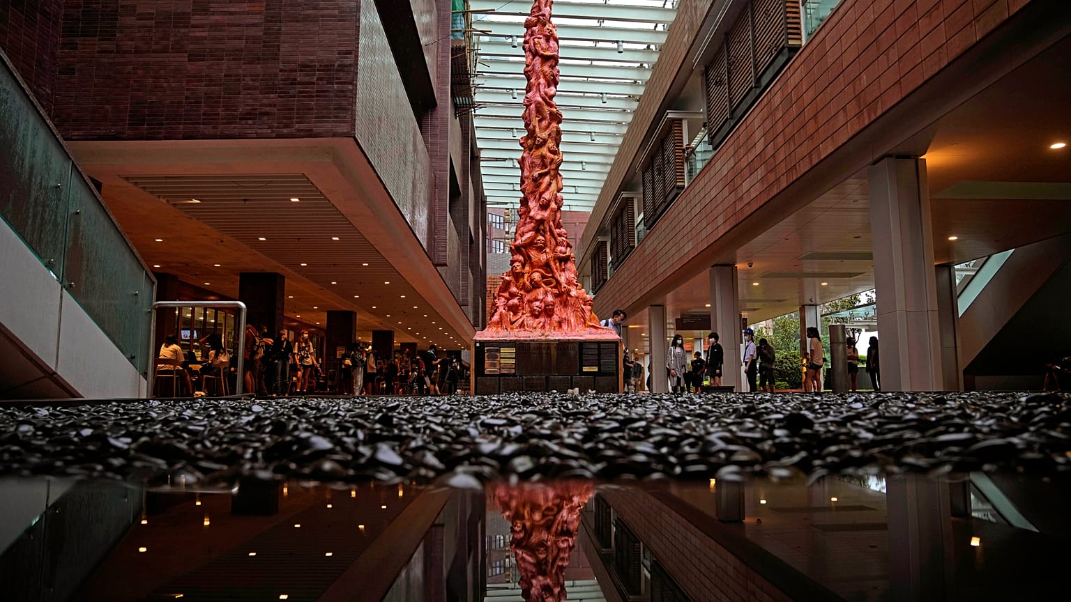 The "Pillar of Shame" statue, a memorial for those killed in the 1989 Tiananmen crackdown, is displayed at the University of Hong Kong, Oct. 13, 2021. 