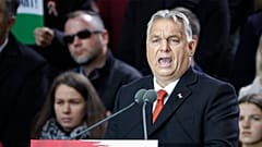 Hungarian Prime Minister Viktor Orban addresses supporters during celebration the 65th anniversary of the 1956 Hungarian revolution, in Budapest in October 2021