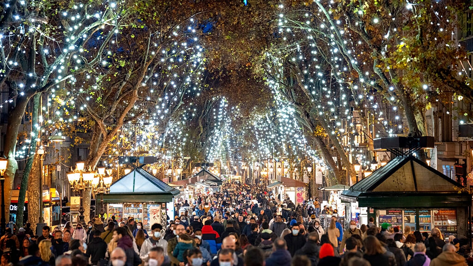 Le centre-ville de Barcelone le 23 décembre 2021