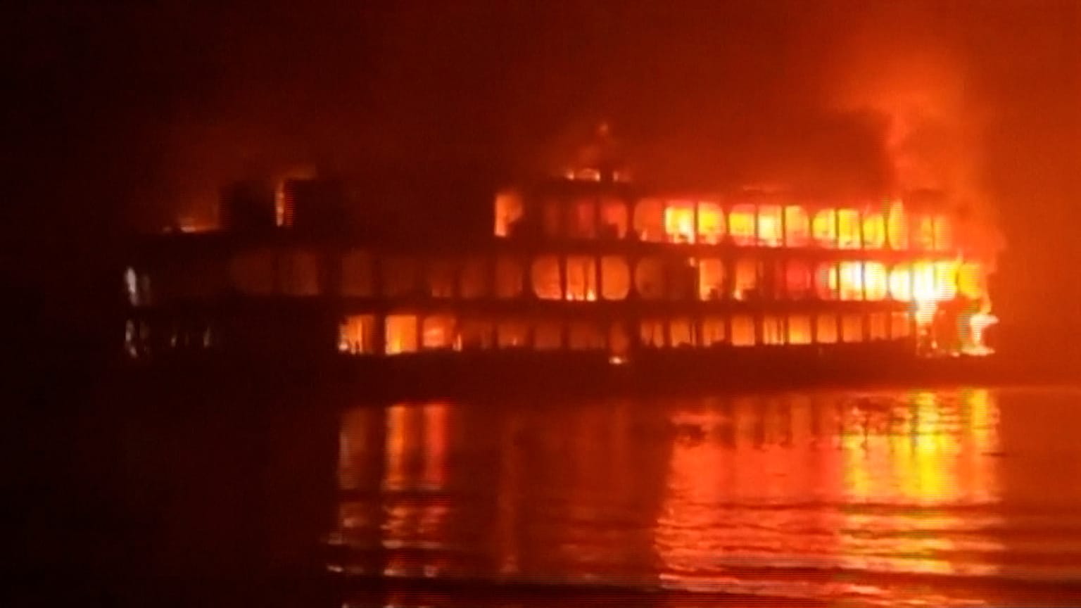 Ferry on fire