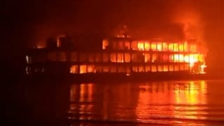 Ferry on fire