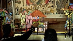 Espetáculos de fantoches na celebração do Natal na Indonésia