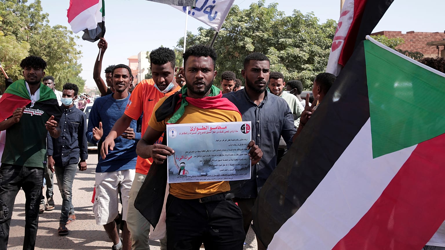 مظاهرة منددة بانقلاب أكتوبر العسكري في الخرطوم، السودان. 2021/12/25