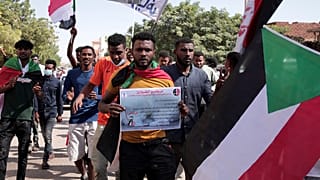 مظاهرة منددة بانقلاب أكتوبر العسكري في الخرطوم، السودان. 2021/12/25