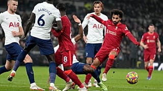 محمد صلاح لاعب ليفربول خلال مباراة الدوري الإنجليزي لكرة القدم بين ليفربول وتوتنهام هوتسبر. 2021/12/19