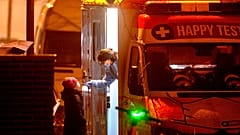 Eine mobile Test-Station in Frankfurt am Main am 27.12.2021
