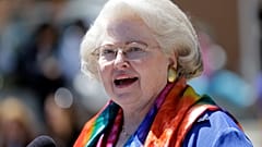 Attorney Sarah Weddington speaks during a women's rights rally on June 4, 2013, in Albany, N.Y.