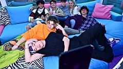 Milano, 21 gennaio 2021: gli influencer Yusuf Panseri, Simone Berlini, Davide Moccia, Alessia Lanza, Tommaso Donadoni, Florin Vitan e Marco Bonetti posano nella "Defhouse"