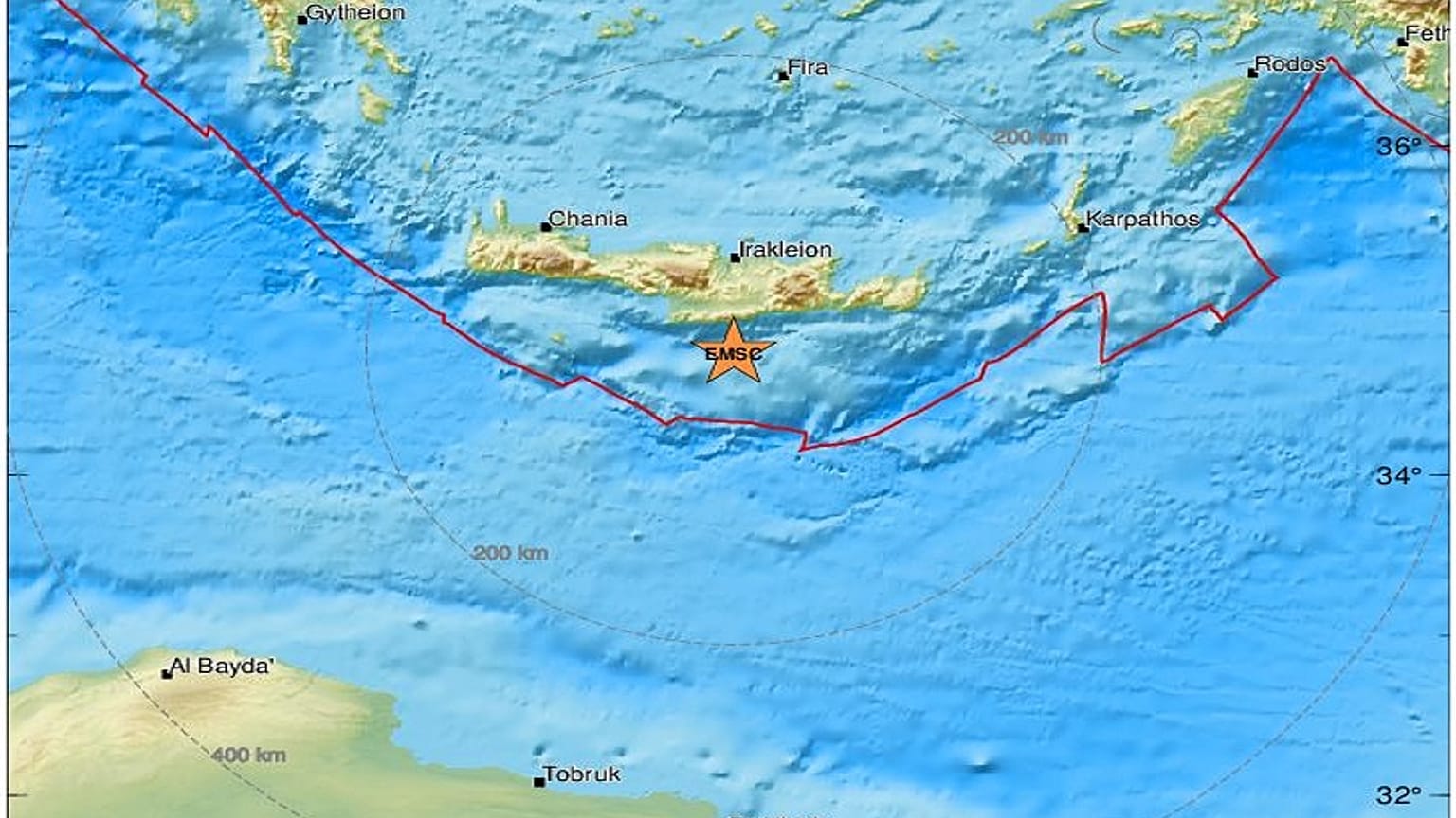 5,3 Ρίχτερ Νότια της Κρήτης