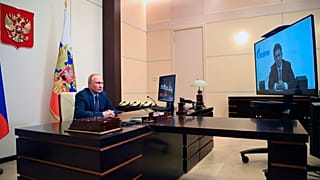 Алексей Миллер на видеосвязи с Владимиром Путиным, архивное фото
