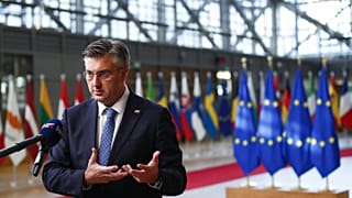 Andrej Plenkovic horvát miniszterelnök az Európai Unió brüsszeli csúcstalálkozóján