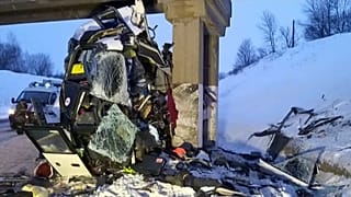 Место ДТП с рейсовым автобусом в Рязанской области