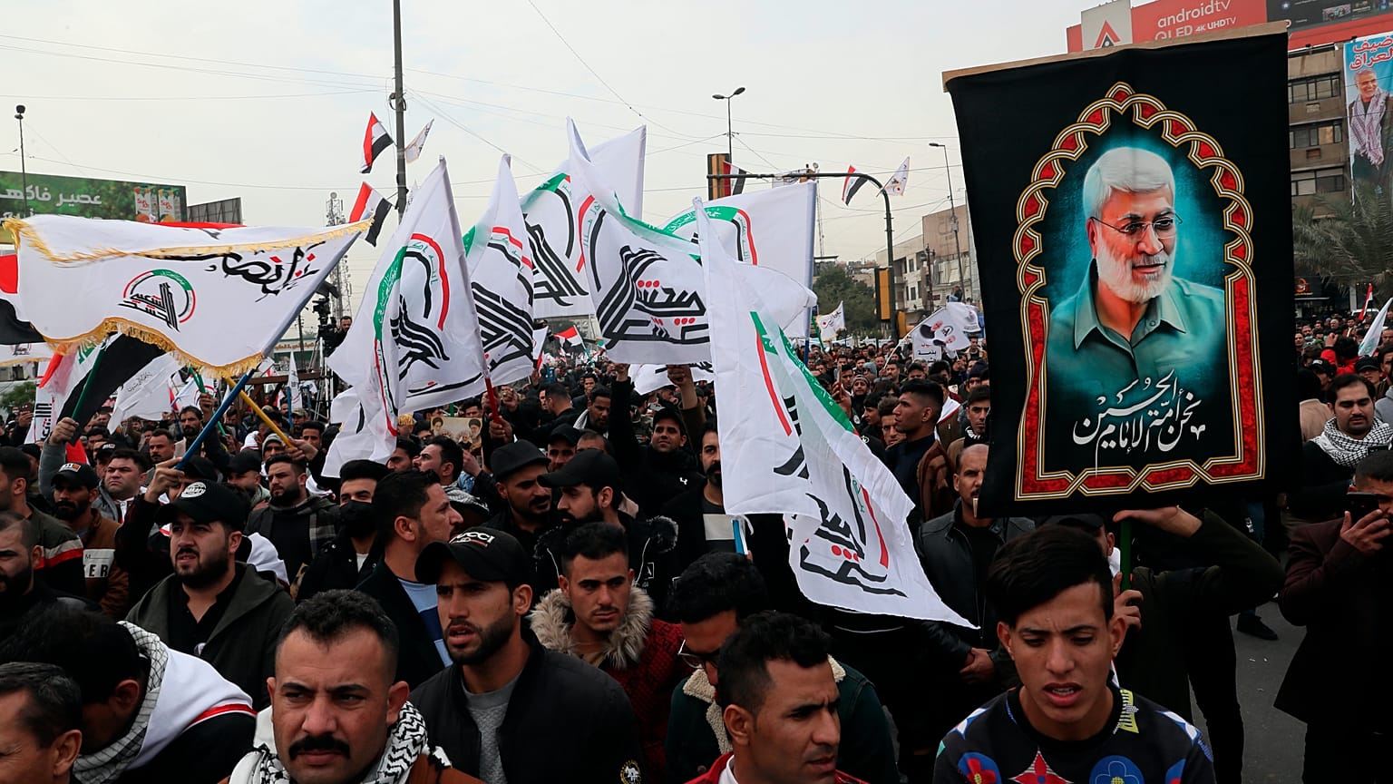 مسيرات لإحياء ذكرى اغتيال قاسم سليماني ونائب زعيم قوات الحشد العراقي أبو مهدي المهندس في بغداد